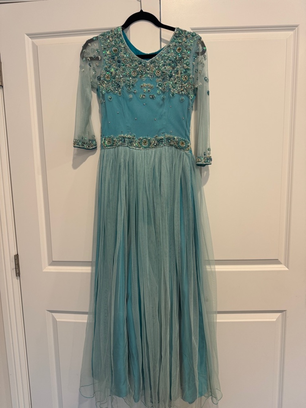 Source Unknown Teal Beaded Maxi Dress